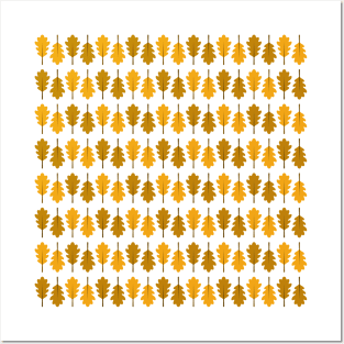 Oak Leaves Pattern (Golden Brown) Posters and Art